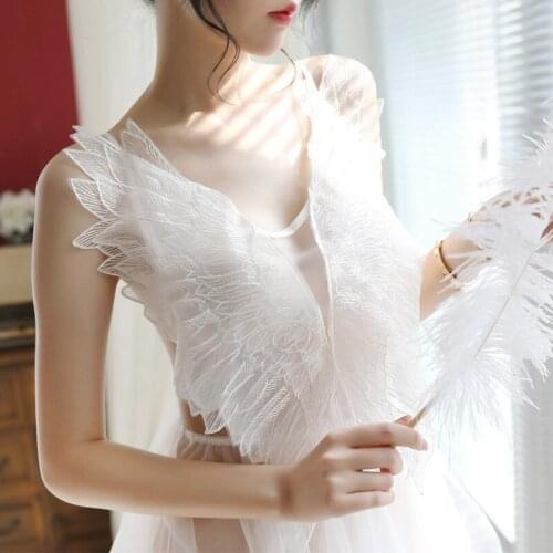 2pcs Women Sleepwear Sexy Lingerie Angel Wings Embroidery Transparent Lace Porn Exotic Dress Baby Doll With G-string Nightwear
