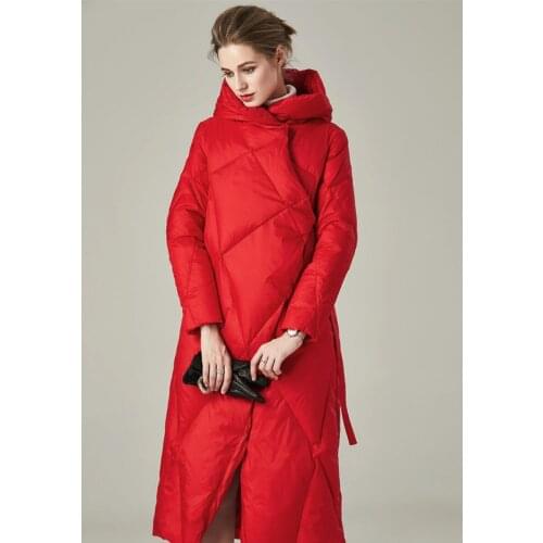 Down Jacket Female Long Over The Knee 2019 Autumn And Winter New White Duck Down cold down jacket black red