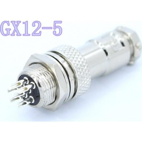 1pcs GX12 5 Pin Male & Female 12mm Wire Panel Connector Aviation Plug L91 GX12 Circular Connector Socket Plug Free Shipping