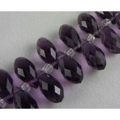100pcs 6mm x 12mm violet Quartz Faceted Crystal Glass Teardrop Beads Crystal Jewelry Loose Beads DIY free shipping