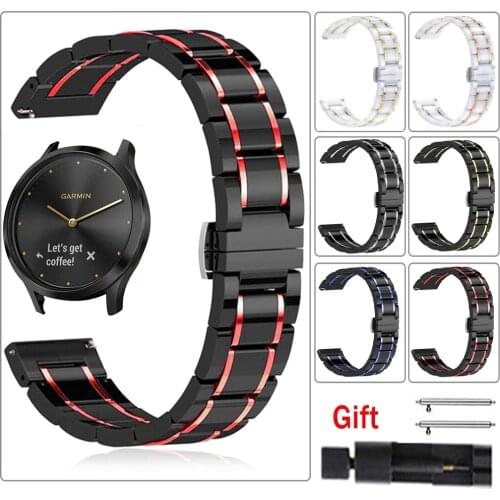 20mm 22mmCeramic Strap for Garmin Vivomove HR Watch Watchband for Garmin Venu/Forerunner Watch Luxury Wrist Band Bracelet Bands