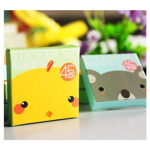 45pcs/lot novelty Sweet Animal Head series DIY Multifunction seal Sticker set for Handmade Products package label