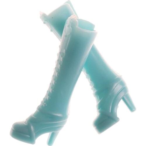 5Pairs/lot Blue Boots Casual High Heels Style Assorted Long Barrel Cute Shoes Clothes For Doll Accessories Toys