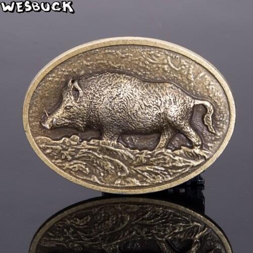 5pcs MOQ WesBuck Brand Mens belt buckle male pig skin metal belt buckles fashion strap for men gift Wild boar pattern
