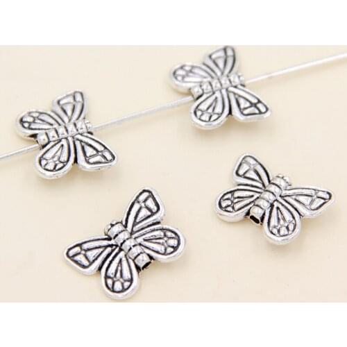 Wholesale 50Pcs Butterfly Necklace Bracelet Beads Charms 15x11mm