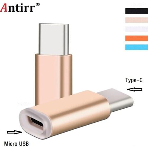 Antirr Micro Usb to Type C Type-C Adapter Alumnium Alloy Gold Plating Data Sync Charging For Xiaomi Zuk Z1 Macbook Chromebook