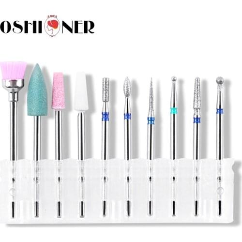 10pcs/box Diamond Nail Drill Bit Rotery Electric Milling Cutters For Pedicure Manicure Files Cuticle Burr Nail Tools Accessories