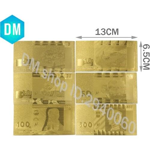 24k Gold Foil Banknotes Latvia Banknotes fake money 500/100/50/20/10/5 Lats Paper Money Collection Vintage wedding Decoration