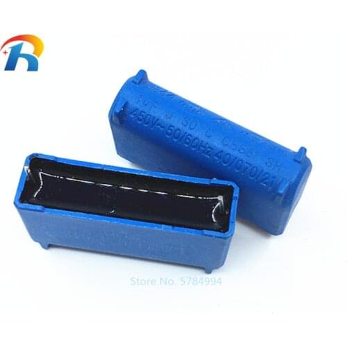 Free shipping 10pcs/lot 100% new blue component CBB61 1.0uF 450VAC Air conditioning fan capacitor start component 50/60Hz