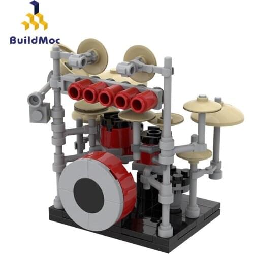 BuildMoc Creator Expert Sets MOC Ideas Instrument Drum Kit Set Simulation Model Building Blocks Bricks Creator Toys For Children