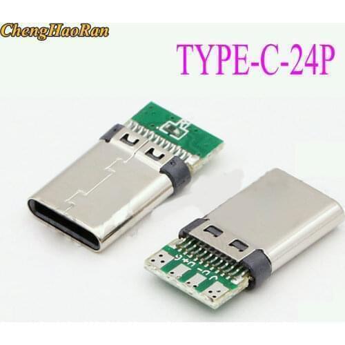 ChengHaoRan 100PCS DIY 24pin USB 3.1 usb3.1 Type C USB-C Male welding soldering Plug Connector SMT Type