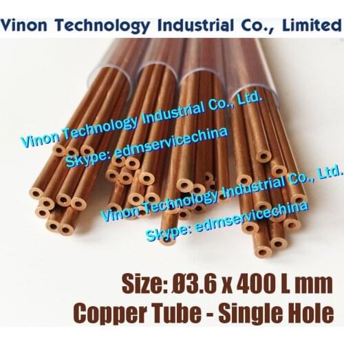 Ø3.6x400Lmm Copper Tube Single Hole (30PCS/LOT), Copper EDM Tubing Electrode Tube Diameter 3.6mm Length 400mm for Drilling EDM
