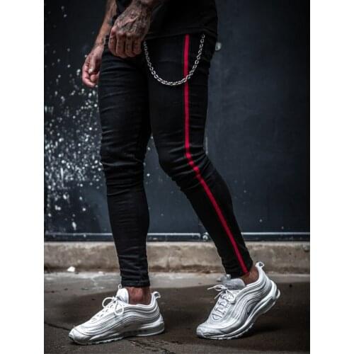 Jeans Men 2021Fashion Slim Fit Super Skinny Jeans For Men Street Wear Hio Hop Ankle Tight Cut Closely To Body Big Belt Accessor