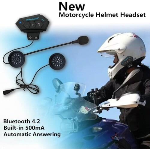 Motorcycle Helmet Bluetooth 4.2 Headset Anti-interference For Motor Helmet Riding Intercom Hands Free Headphone MP3 Speakers