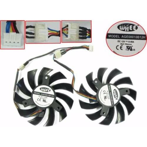 WHEE AGE08010B12H DC 12V 0.40A Dia. 75mm C.T.C 39mm 5-Wire Server Frameless Fan