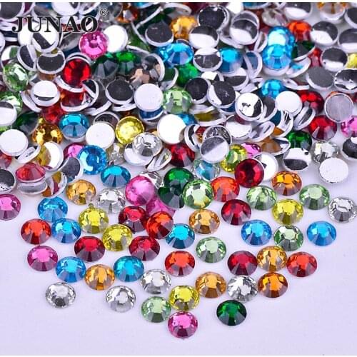 JUNAO 500pcs 3mm Mix Color Round Resin Rhinestone Flatback Crystal Gems Face Nail Decoration Crystal Stone for DIY Manicure
