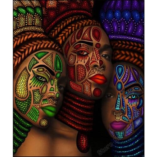 Full Square Drill 5d DIY Diamond Painting Kits African Art Snake Face Woman Picture Rhinestone Mosaic Diamond Embroidery Stitch