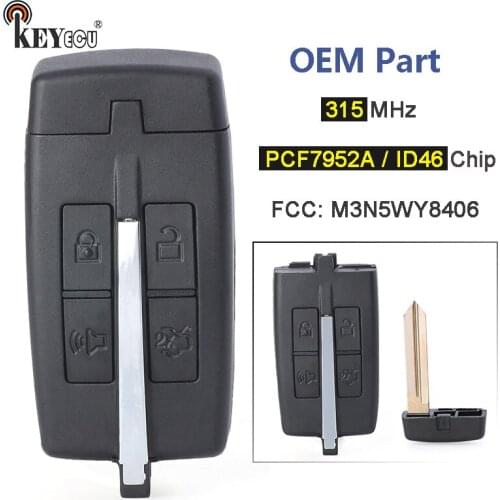 KEYECU ASK 315MHz PCF7952A / ID46 Chip M3N5WY8406 OEM Smart 4 Button Remote Key Fob for Ford Taurus Lincoln MKS MKT 2009-2012