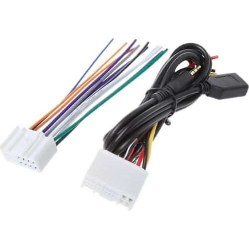 Car Audio Stereo Wiring Harness Adapter Kit With USB&AUX Plug Extension Wire For Hyundai: IX35 2009~present For Kia: K2 2011~now