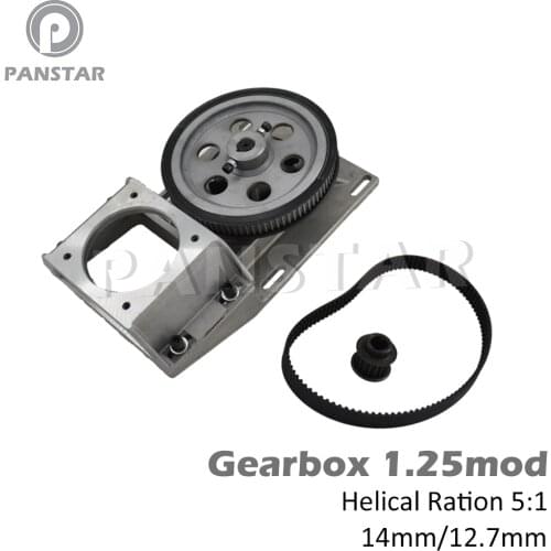 PANSTAR Premium 1.25mod Modulus Cnc Gear Box Helical Teeth Engraving Machine Reducer Set with Pulley Belt NEMA34 NEMA23 Motor