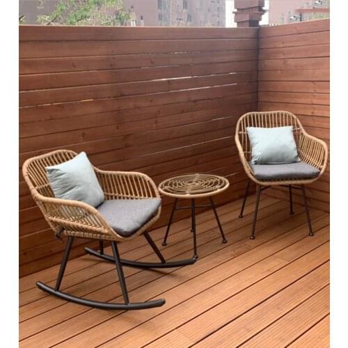 Nordic balcony rocking chair home modern living room light luxury chair leisure rattan outdoor garden rattan chair