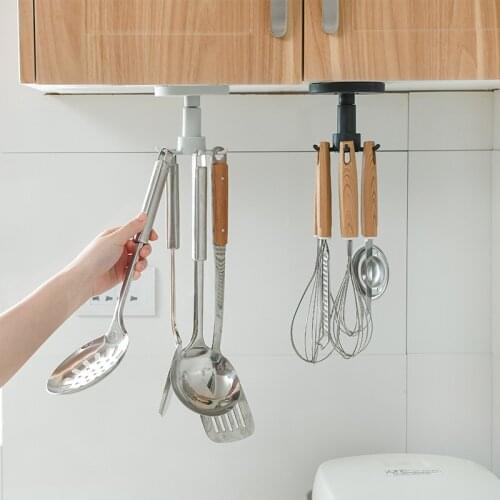 360 Degrees Rotated Kitchen Hooks Self Adhesive 6 Hooks Home Wall Door Hook Handbag Clothes Ties Bag Hanger Hanging Rack