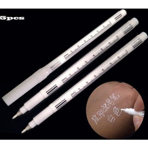 White Tattoo Marker Pen Skin Surgical Skin Mark Eyebrow Marker Pen With Measuring Ruler Microblading Positioning tattoo Tool