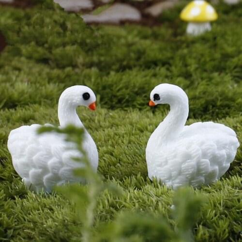 Cute 50 Pcs Simulation White Feather Swan Decoration Desk Office Decoration Potted Plant Landscape Cartoon Animal Accessories