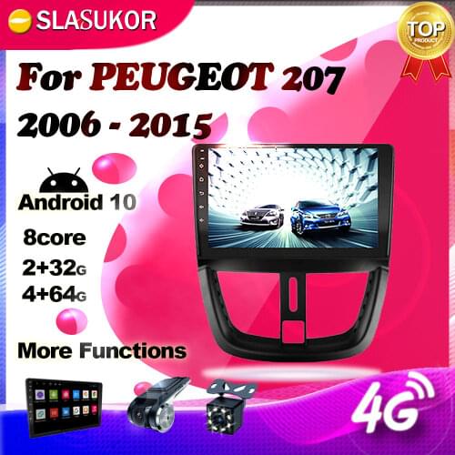 Android Multimidia Video Player For PEUGEOT 207 2006 2007 2008 2009- 2015 DSP Car Radio Audio Stereo GPS Navigaiton DVD No 2 Din