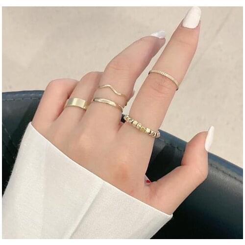 Simple geometry rings set metal Retro vintage style design jewelry new fashion women female index ring