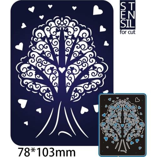 78*103mm Hollow Heart and Tree Grid New Metal Cutting Dies Scrapbook Decoration Template Embossing DIY Paper Card Craft