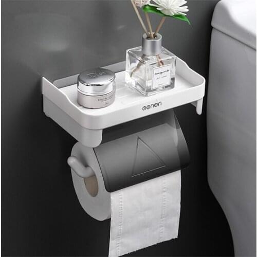Wall Mount Roll Paper Storage Rack Multi-function Toilet Paper Holder Rack Bathroom Rack Shelves household items