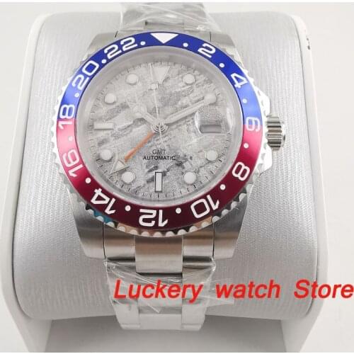 2019 New 40mm gray dial luminous saphire glass;blue and red Bezel orange GMT Automatic movement mens watch-BA169