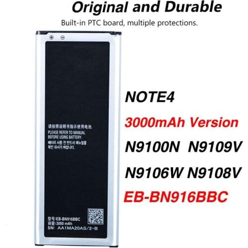Original EB-BN916BBC Battery For Samsung GALAXY NOTE4 N9100N 9109V N9106W N9108V NOTE 4 with NFC 3000mAh