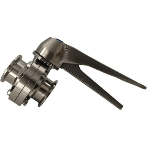 Food Grade 1.5" Tri Clover Compatible Butterfly Valve SS304 Squeeze Trigger Handle Silicon/EPDM