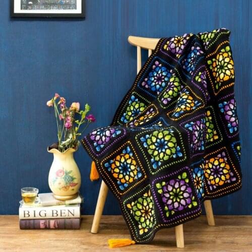 Inlaid Rose Window Mosaic Crochet DIY Blanket Material Bag Handmade Craft Sofa Mat Blanket Tea Ceremony Crochet Blanket Gift