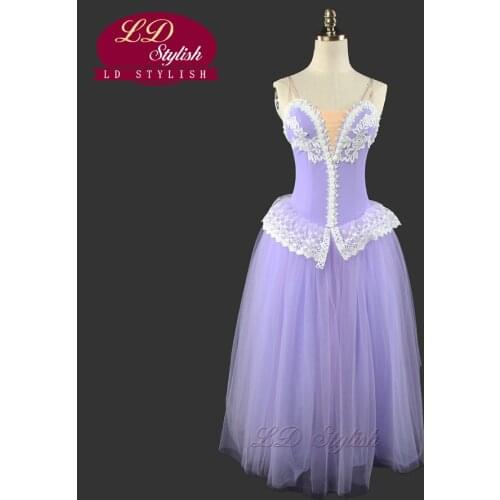 Professional Lilac Fairy Romantic Ballet Tutu Dress LD0002D Soft Tulle Long Ballet Dress Stage Performance Ballet Tutu Costumes