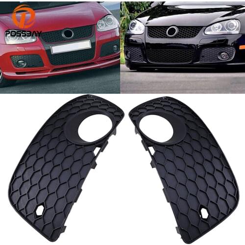 POSSBAY Car Front Bumper Grilles Fog Light Cover for VW Golf MK5 GTI 2004 2005 2006 2007 2008 2009 Auto Foglight Hood Covers
