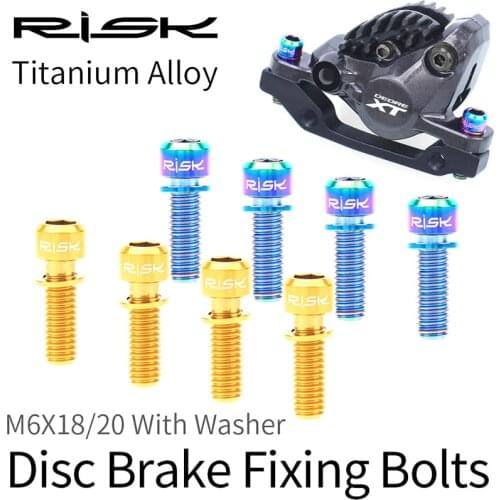 RISK 4Pcs M6*18/20mm Bike Disc Brake Fixing Bolts Clamp Titanium Alloy MTB Bicycle Screws With Washer Gasket Crank Locked Bolts