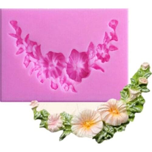 DIY Floral Swag Silicone Mold Scroll Corner Flower Fondant Candy Chocolate Mould Cupcake Baking Cake Decorating Tools