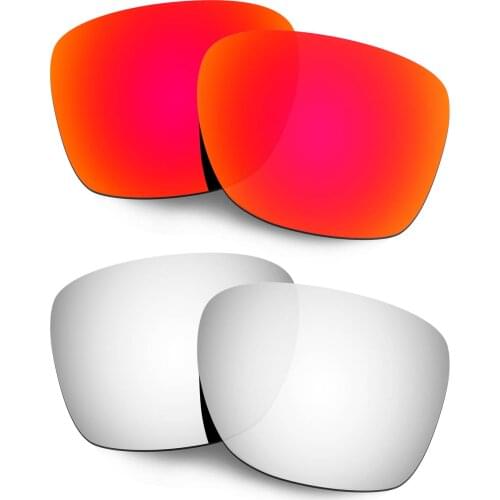Hkuco Replacement Polarized Lenses For Crossrange Sunglasses - Red&Silver 2 Pairs