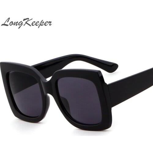 LongKeeper Oversized Square Sunglasses Women Fashion Gradient Sun Glasses For Women Brand Luxury Black Green Red Shades UV400