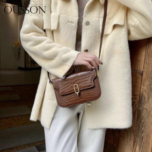 OUSSON 2021 New Design Small Square Bag High Quality Leather Crossbody Bag Exquisite Female Retro Shoulder Bag For Women