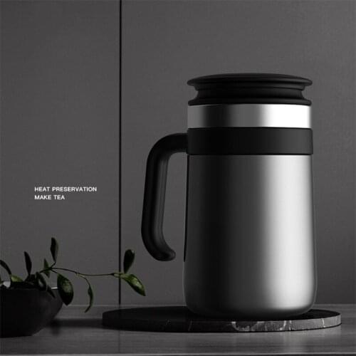 480ml Stainless Steel Thermos Cup Vacuum Flask Cup Leakproof Insulated Business Mug Home Office Tea Cup Coffee Mug with Handle