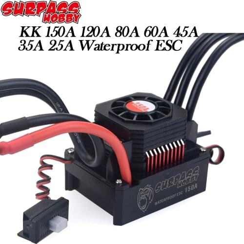 Waterproof Brushless Senseless Speed Controller 45A 60A 80A 120A 150A ESC for 1/8 1/10 1/12 1/20 RC Car