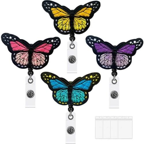 Newest Butterfly Nurse/Doctor Badge Reel Badge Card Holder Clip Retractable ID Badge Holder With 360 Rotating Alligator Clip