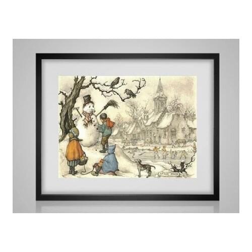 Customized Embroidery The Snowman Anton Pieck Counted Cross Stitch Kit Baby with 100% Cotton Floss