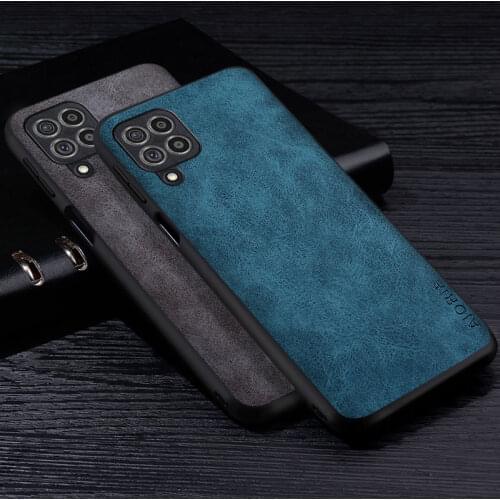 Premium PU Leathe Phone Case for Samsung Galaxy M32 Scratch-Resistant Solid Color Cover for Samsung Galaxy M32 4G Case