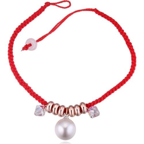 Real Austrian Crystal jewelry thin red thread string rope Charm Bracelets & bangles for women Fashion New Vintage Th-113954