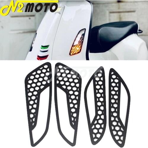 Front&Rear CNC Aluminum Turn Signal Light Net Protector Lamp Mesh Grill Guard Covers for Vespa Sprint Primavera 150 All Year